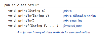 Standard output API