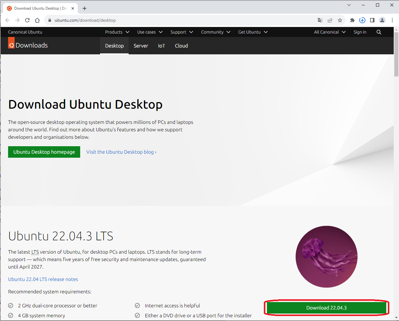 Download ubuntu from here