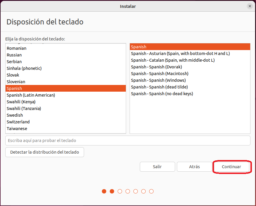 Select your desired keyboard layout 